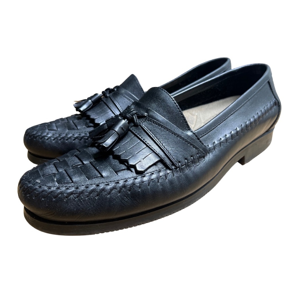 David Taylor Kennedy Tassel Loafers Mens 11 Western Retro Woven Leather Kiltie